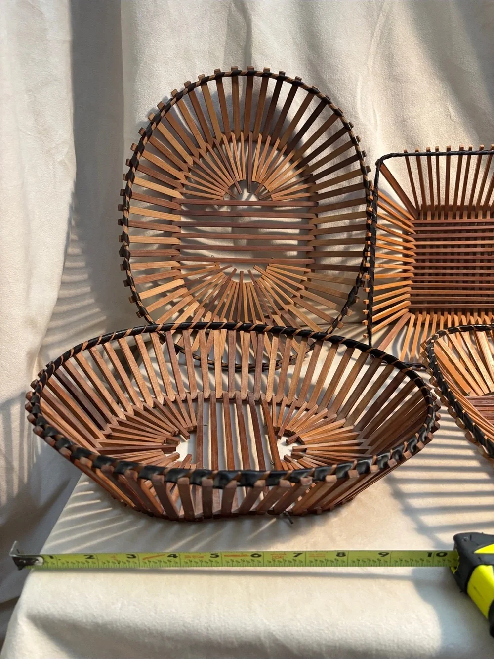 MCM Vintage Set of 4 Brown Rattan Decorative Basket Set - Natural Home Accents